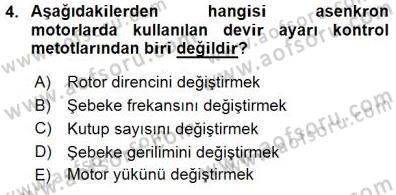 Elektrik Makinaları Dersi 2015 - 2016 Yılı (Final) Dönem Sonu Sınav Soruları 4. Soru
