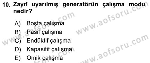 Elektrik Makinaları Dersi 2016 - 2017 Yılı 3 Ders Sınav Soruları 10. Soru