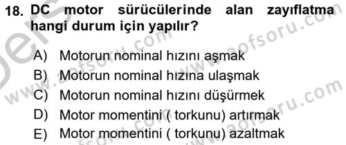 Elektrik Makinaları Dersi 2016 - 2017 Yılı 3 Ders Sınav Soruları 18. Soru