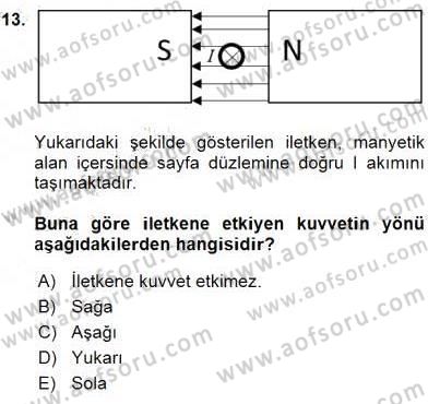 Elektrik Makinaları Dersi 2016 - 2017 Yılı (Vize) Ara Sınavı 13. Soru