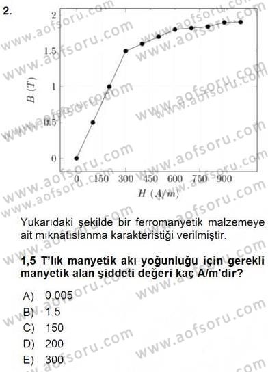 Elektrik Makinaları Dersi 2016 - 2017 Yılı (Final) Dönem Sonu Sınavı 2. Soru