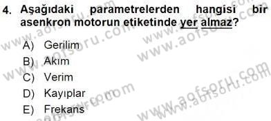 Elektrik Makinaları Dersi 2016 - 2017 Yılı (Final) Dönem Sonu Sınav Soruları 4. Soru