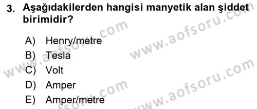 Elektrik Makinaları Dersi 2018 - 2019 Yılı (Vize) Ara Sınav Soruları 3. Soru