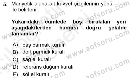 Elektrik Makinaları Dersi 2018 - 2019 Yılı (Vize) Ara Sınav Soruları 5. Soru