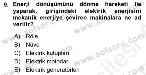 Elektrik Makinaları Dersi 2018 - 2019 Yılı (Vize) Ara Sınav Soruları 9. Soru