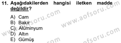 Elektrik Bakım, Arıza Bulma ve Güvenlik Dersi 2012 - 2013 Yılı (Vize) Ara Sınav Soruları 11. Soru