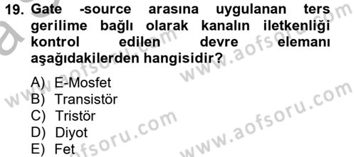 Elektrik Bakım, Arıza Bulma ve Güvenlik Dersi 2012 - 2013 Yılı (Vize) Ara Sınav Soruları 19. Soru