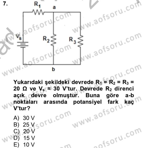 Elektrik Bakım, Arıza Bulma ve Güvenlik Dersi 2012 - 2013 Yılı (Vize) Ara Sınav Soruları 7. Soru