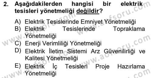 Elektrik Bakım, Arıza Bulma ve Güvenlik Dersi 2012 - 2013 Yılı (Final) Dönem Sonu Sınav Soruları 2. Soru