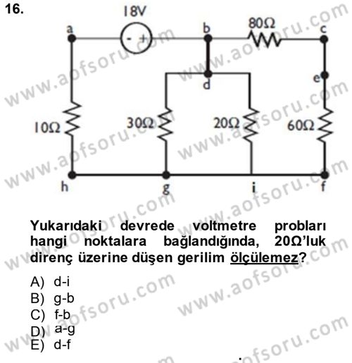 Elektrik Bakım, Arıza Bulma ve Güvenlik Dersi 2013 - 2014 Yılı (Vize) Ara Sınav Soruları 16. Soru
