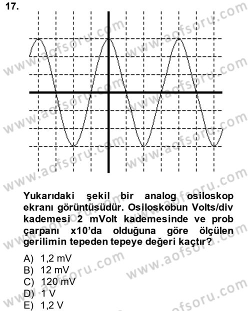 Elektrik Bakım, Arıza Bulma ve Güvenlik Dersi 2013 - 2014 Yılı (Vize) Ara Sınav Soruları 17. Soru