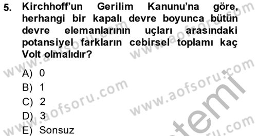 Elektrik Bakım, Arıza Bulma ve Güvenlik Dersi 2013 - 2014 Yılı (Vize) Ara Sınav Soruları 5. Soru