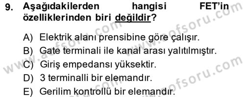 Elektrik Bakım, Arıza Bulma ve Güvenlik Dersi 2013 - 2014 Yılı (Vize) Ara Sınav Soruları 9. Soru