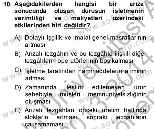 Elektrik Bakım, Arıza Bulma ve Güvenlik Dersi 2013 - 2014 Yılı (Final) Dönem Sonu Sınav Soruları 10. Soru