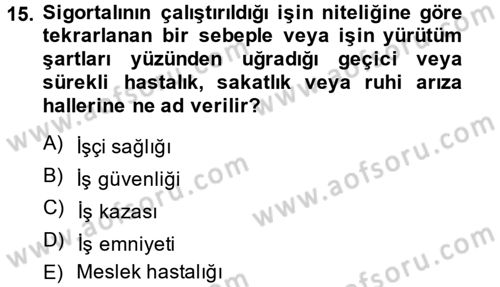 Elektrik Bakım, Arıza Bulma ve Güvenlik Dersi 2013 - 2014 Yılı (Final) Dönem Sonu Sınav Soruları 15. Soru
