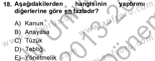 Elektrik Bakım, Arıza Bulma ve Güvenlik Dersi 2013 - 2014 Yılı (Final) Dönem Sonu Sınav Soruları 18. Soru