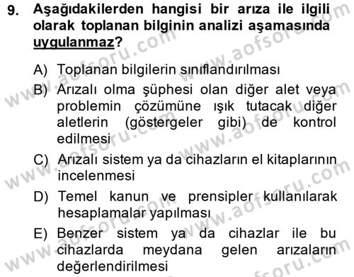 Elektrik Bakım, Arıza Bulma ve Güvenlik Dersi 2013 - 2014 Yılı (Final) Dönem Sonu Sınav Soruları 9. Soru
