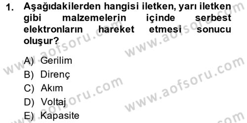 Elektrik Bakım, Arıza Bulma ve Güvenlik Dersi 2013 - 2014 Yılı Tek Ders Sınav Soruları 1. Soru