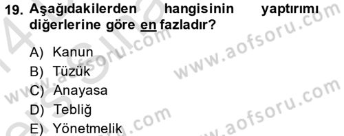 Elektrik Bakım, Arıza Bulma ve Güvenlik Dersi 2013 - 2014 Yılı Tek Ders Sınav Soruları 19. Soru