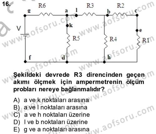 Elektrik Bakım, Arıza Bulma ve Güvenlik Dersi 2014 - 2015 Yılı (Vize) Ara Sınav Soruları 16. Soru