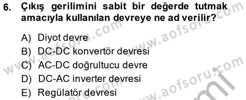Elektrik Bakım, Arıza Bulma ve Güvenlik Dersi 2014 - 2015 Yılı (Vize) Ara Sınav Soruları 6. Soru