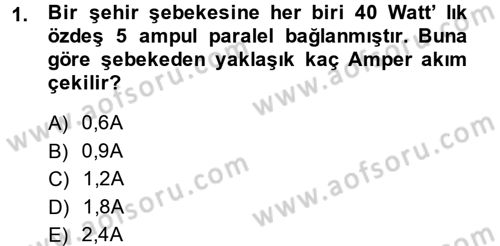 Elektrik Bakım, Arıza Bulma ve Güvenlik Dersi 2014 - 2015 Yılı (Final) Dönem Sonu Sınav Soruları 1. Soru