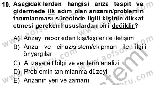 Elektrik Bakım, Arıza Bulma ve Güvenlik Dersi 2014 - 2015 Yılı (Final) Dönem Sonu Sınav Soruları 10. Soru