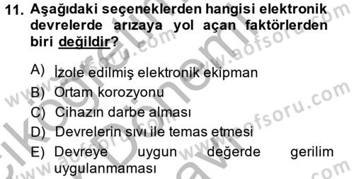 Elektrik Bakım, Arıza Bulma ve Güvenlik Dersi 2014 - 2015 Yılı (Final) Dönem Sonu Sınav Soruları 11. Soru