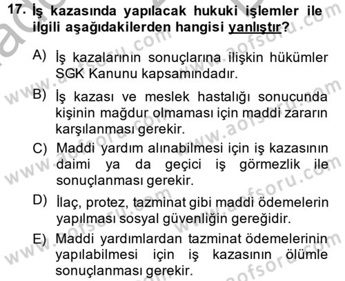 Elektrik Bakım, Arıza Bulma ve Güvenlik Dersi 2014 - 2015 Yılı (Final) Dönem Sonu Sınav Soruları 17. Soru