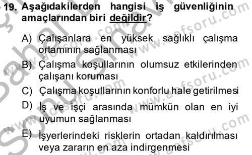 Elektrik Bakım, Arıza Bulma ve Güvenlik Dersi 2014 - 2015 Yılı (Final) Dönem Sonu Sınav Soruları 19. Soru