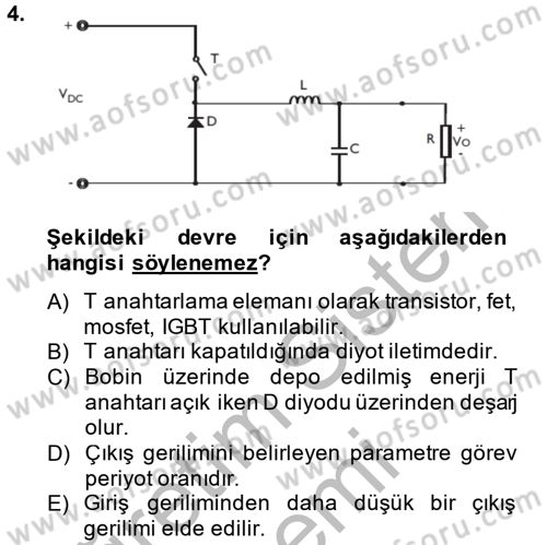 Elektrik Bakım, Arıza Bulma ve Güvenlik Dersi 2014 - 2015 Yılı (Final) Dönem Sonu Sınav Soruları 4. Soru