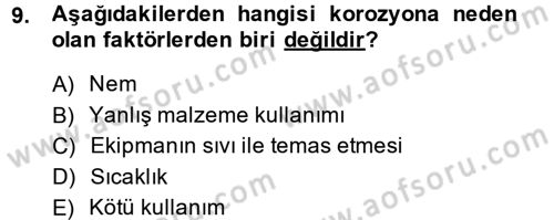 Elektrik Bakım, Arıza Bulma ve Güvenlik Dersi 2014 - 2015 Yılı (Final) Dönem Sonu Sınav Soruları 9. Soru