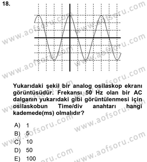 Elektrik Bakım, Arıza Bulma ve Güvenlik Dersi 2015 - 2016 Yılı (Vize) Ara Sınav Soruları 18. Soru