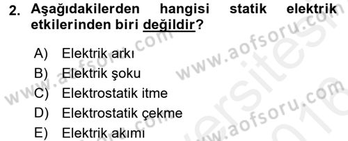 Elektrik Bakım, Arıza Bulma ve Güvenlik Dersi 2015 - 2016 Yılı (Vize) Ara Sınav Soruları 2. Soru