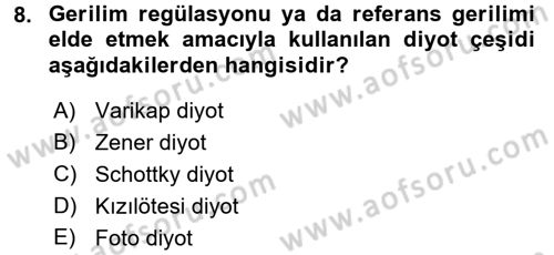 Elektrik Bakım, Arıza Bulma ve Güvenlik Dersi 2015 - 2016 Yılı (Vize) Ara Sınav Soruları 8. Soru