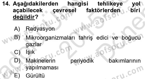 Elektrik Bakım, Arıza Bulma ve Güvenlik Dersi 2015 - 2016 Yılı (Final) Dönem Sonu Sınav Soruları 14. Soru