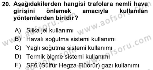 Elektrik Bakım, Arıza Bulma ve Güvenlik Dersi 2015 - 2016 Yılı (Final) Dönem Sonu Sınav Soruları 20. Soru