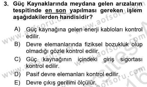 Elektrik Bakım, Arıza Bulma ve Güvenlik Dersi 2015 - 2016 Yılı (Final) Dönem Sonu Sınav Soruları 3. Soru