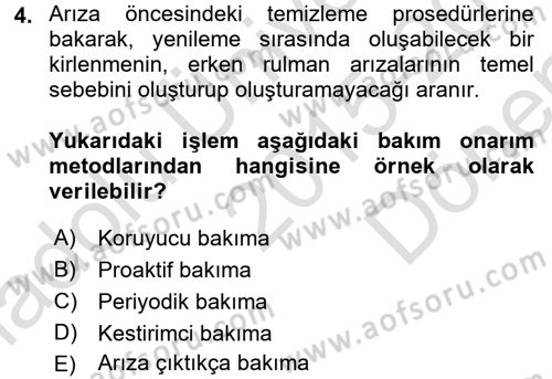 Elektrik Bakım, Arıza Bulma ve Güvenlik Dersi 2015 - 2016 Yılı (Final) Dönem Sonu Sınav Soruları 4. Soru