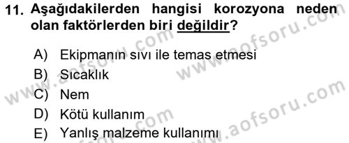 Elektrik Bakım, Arıza Bulma ve Güvenlik Dersi 2015 - 2016 Yılı Tek Ders Sınav Soruları 11. Soru
