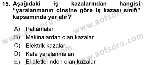 Elektrik Bakım, Arıza Bulma ve Güvenlik Dersi 2015 - 2016 Yılı Tek Ders Sınav Soruları 15. Soru