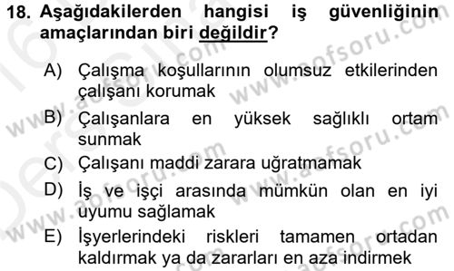 Elektrik Bakım, Arıza Bulma ve Güvenlik Dersi 2015 - 2016 Yılı Tek Ders Sınav Soruları 18. Soru
