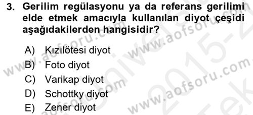 Elektrik Bakım, Arıza Bulma ve Güvenlik Dersi 2015 - 2016 Yılı Tek Ders Sınav Soruları 3. Soru