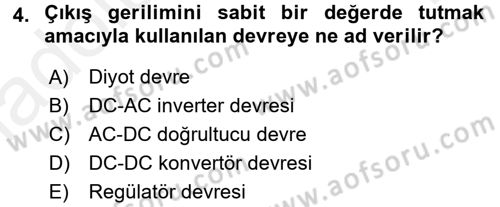 Elektrik Bakım, Arıza Bulma ve Güvenlik Dersi 2015 - 2016 Yılı Tek Ders Sınav Soruları 4. Soru