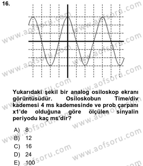 Elektrik Bakım, Arıza Bulma ve Güvenlik Dersi 2016 - 2017 Yılı (Vize) Ara Sınav Soruları 16. Soru
