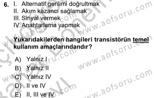 Elektrik Bakım, Arıza Bulma ve Güvenlik Dersi 2016 - 2017 Yılı (Vize) Ara Sınav Soruları 6. Soru