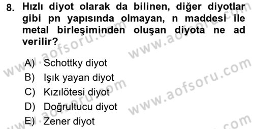 Elektrik Bakım, Arıza Bulma ve Güvenlik Dersi 2016 - 2017 Yılı (Vize) Ara Sınav Soruları 8. Soru