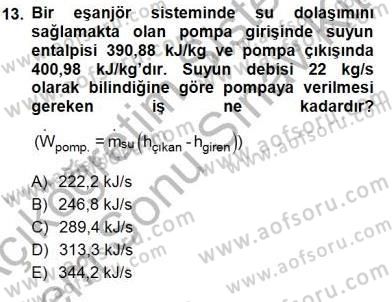 Enerji Analizi Dersi 2012 - 2013 Yılı (Final) Dönem Sonu Sınav Soruları 13. Soru