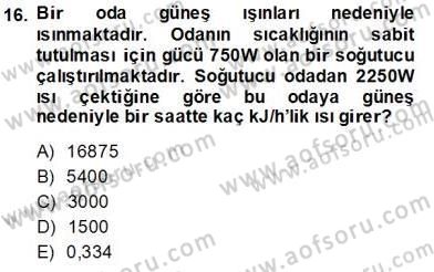 Enerji Analizi Dersi 2013 - 2014 Yılı (Vize) Ara Sınav Soruları 16. Soru