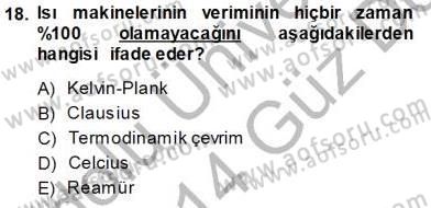 Enerji Analizi Dersi 2013 - 2014 Yılı (Vize) Ara Sınav Soruları 18. Soru